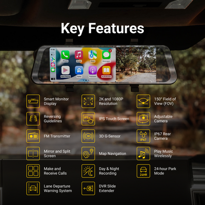 9.66” Touch Screen DVR Mirror Monitor with Smart Display