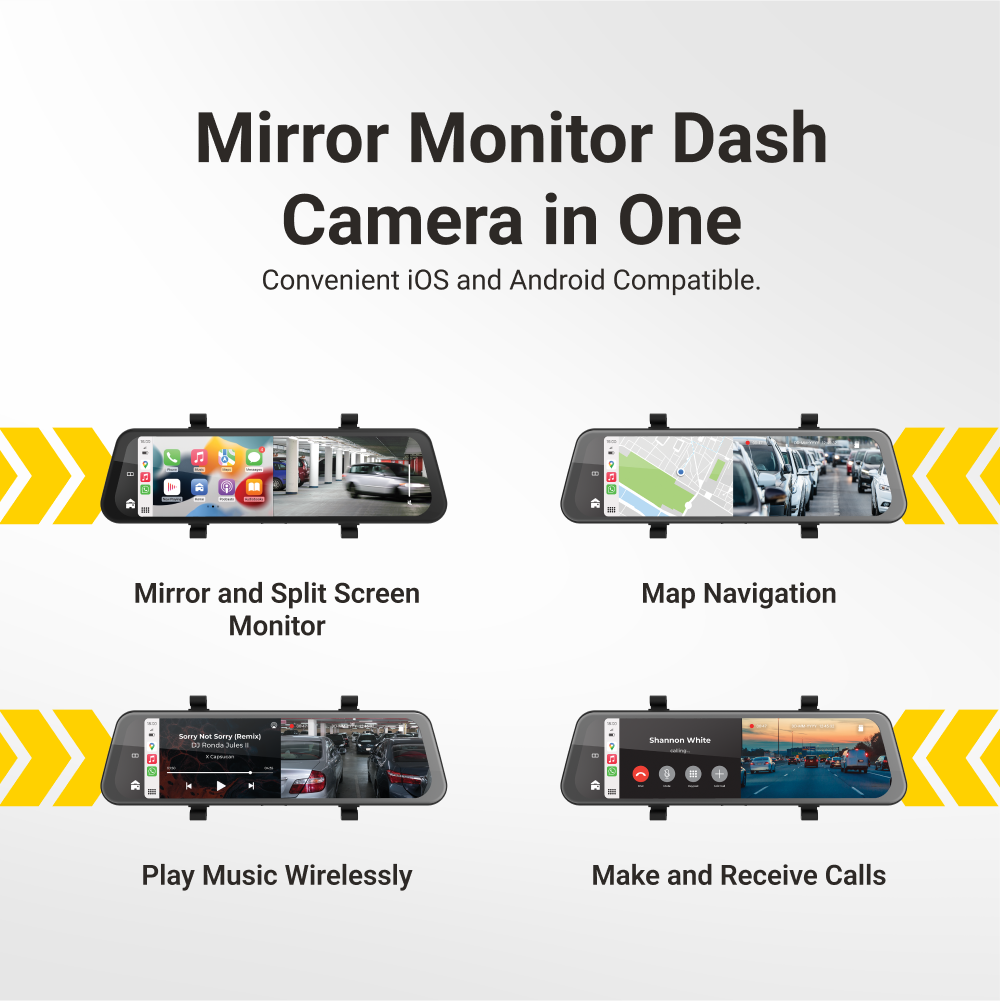 9.66” Touch Screen DVR Mirror Monitor with Smart Display